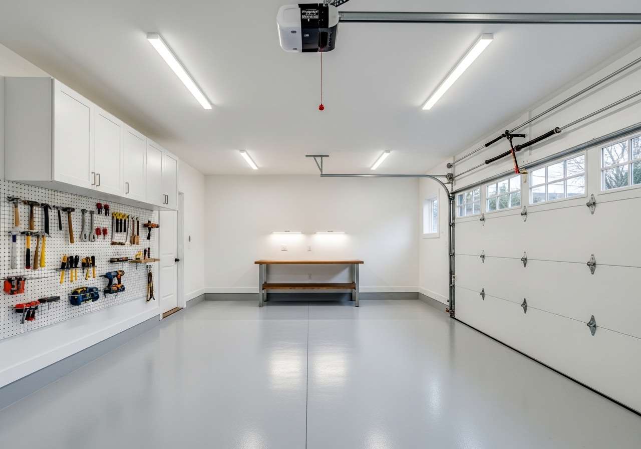 Finished White Garage Interior